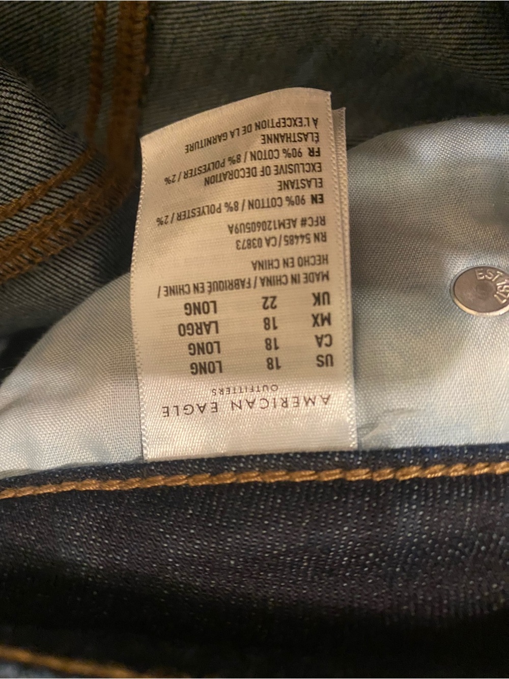 American Eagle Wide Leg Jeans 18 Long Super Stretch - Picture 7 of 7